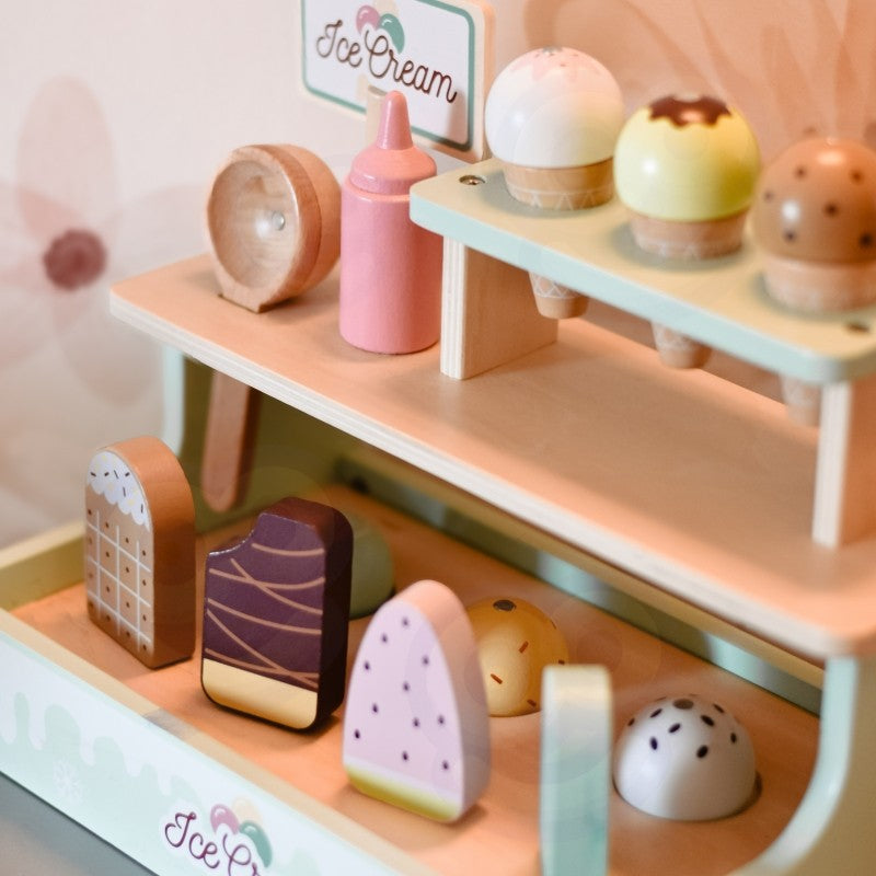 Wooden Ice Cream Shop Set with Ice Cream Stand - VentureKids