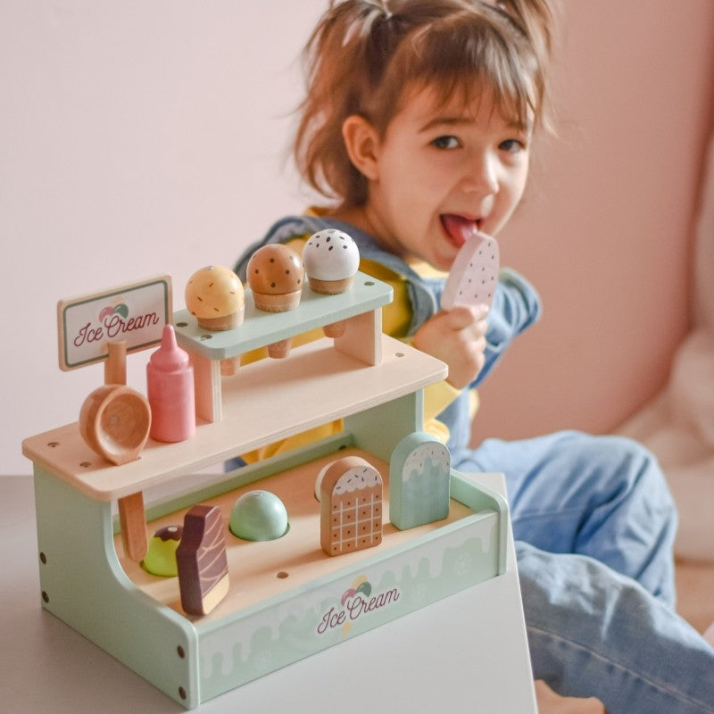 Wooden Ice Cream Shop Set with Ice Cream Stand - VentureKids