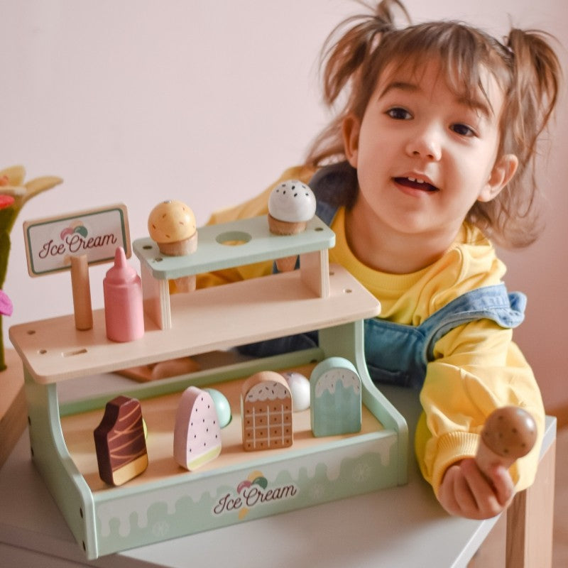Wooden Ice Cream Shop Set with Ice Cream Stand - VentureKids