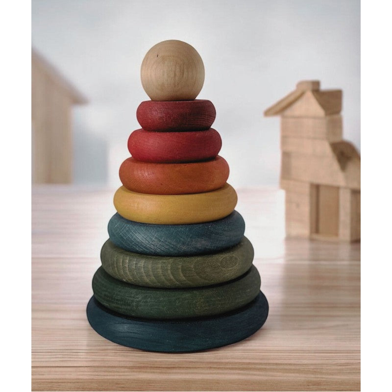 Wooden Round Pyramid - Colorful - VentureKids