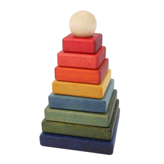 Fyrkantig Träpyramid - Färgglatt - VentureKids