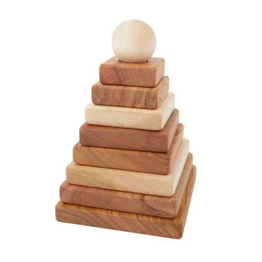 Fyrkantig Träpyramid - Naturfärgad - VentureKids